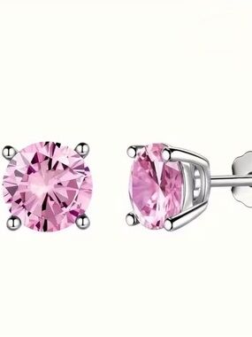 Pink Crystal Stud Earrings - Women's Jewelry